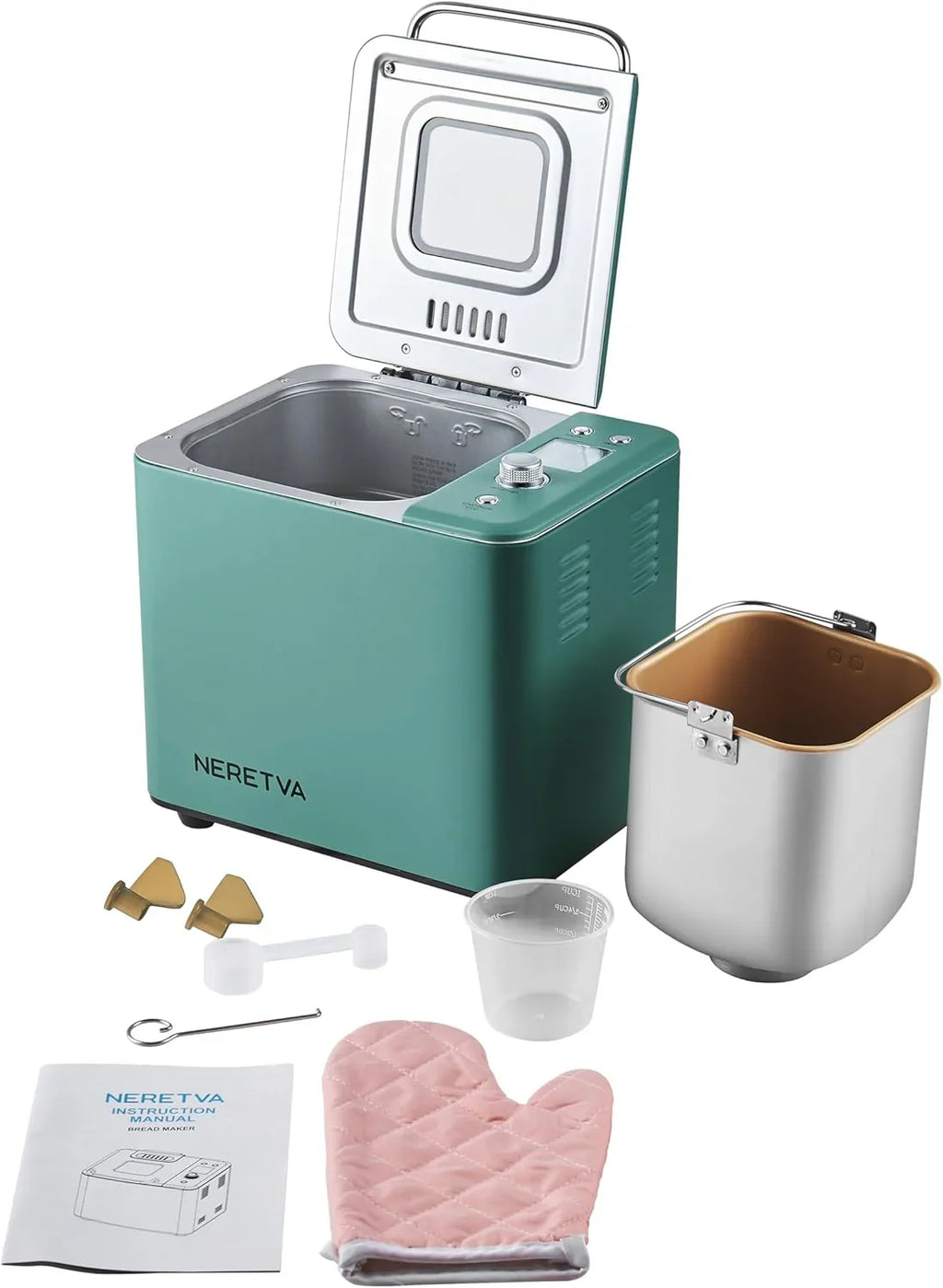 Machine à pain Neretva, 20 en 1, 2 lb, double élément chauffant, automatique, avec poêle en céramique antiadhésive