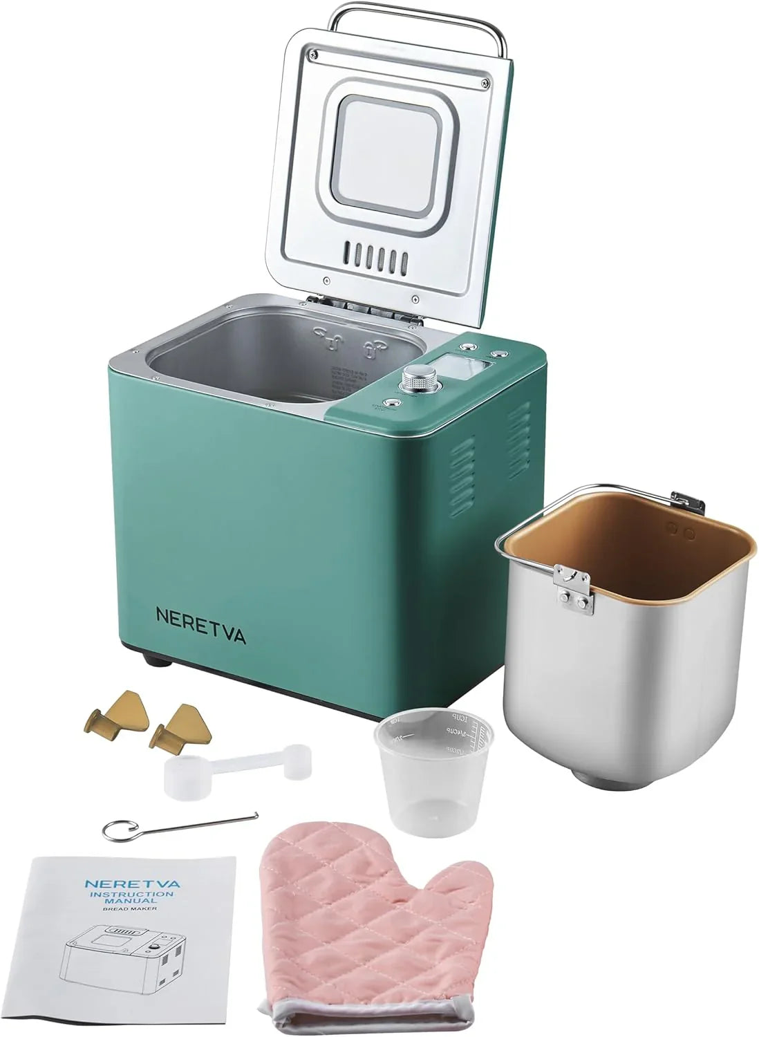 Machine à pain Neretva, 20 en 1, 2 lb, double élément chauffant, automatique, avec poêle en céramique antiadhésive