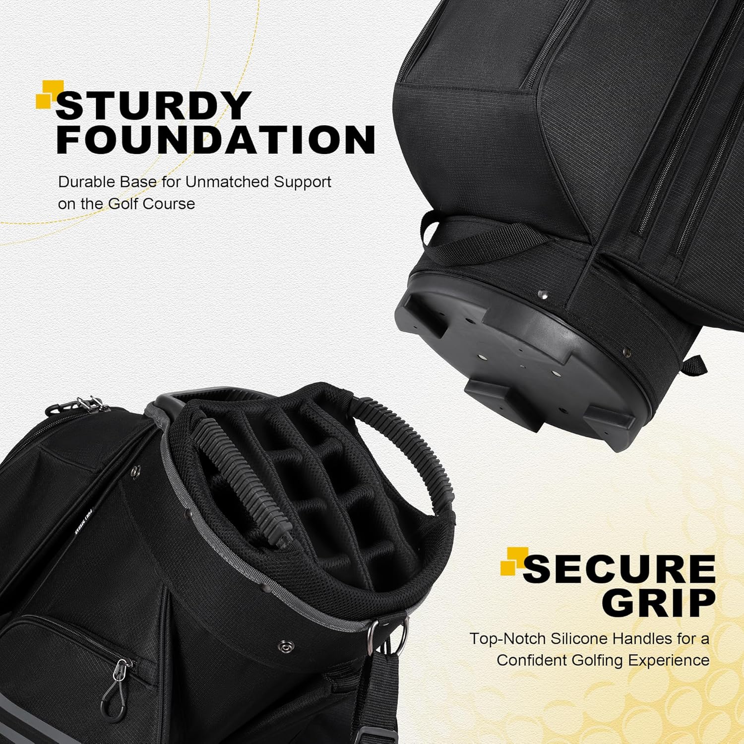 Sac de chariot de golf, organiseur à 15 compartiments, compartiment supérieur avec poignées et housse de pluie