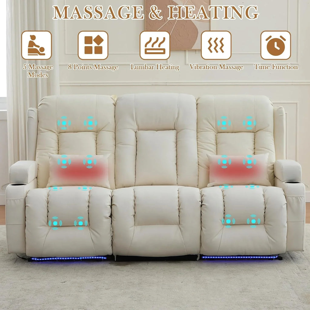 Canapé inclinable électrique TUNYI avec fonctions massage et chauffage, siège home cinéma avec console, canapé inclinable électrique pour camping-car