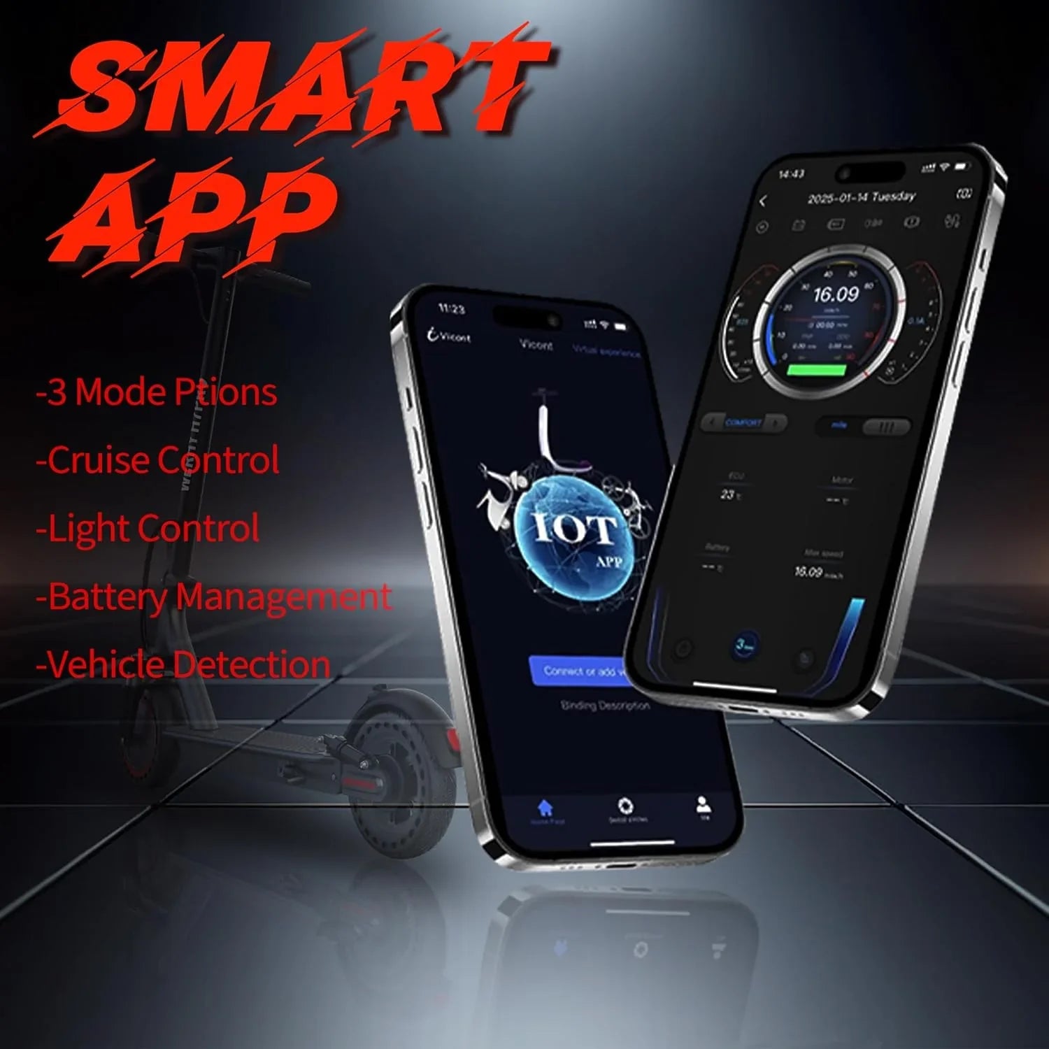 Trottinette électrique, moteur 350W/500W, vitesse maximale 19/22 mph