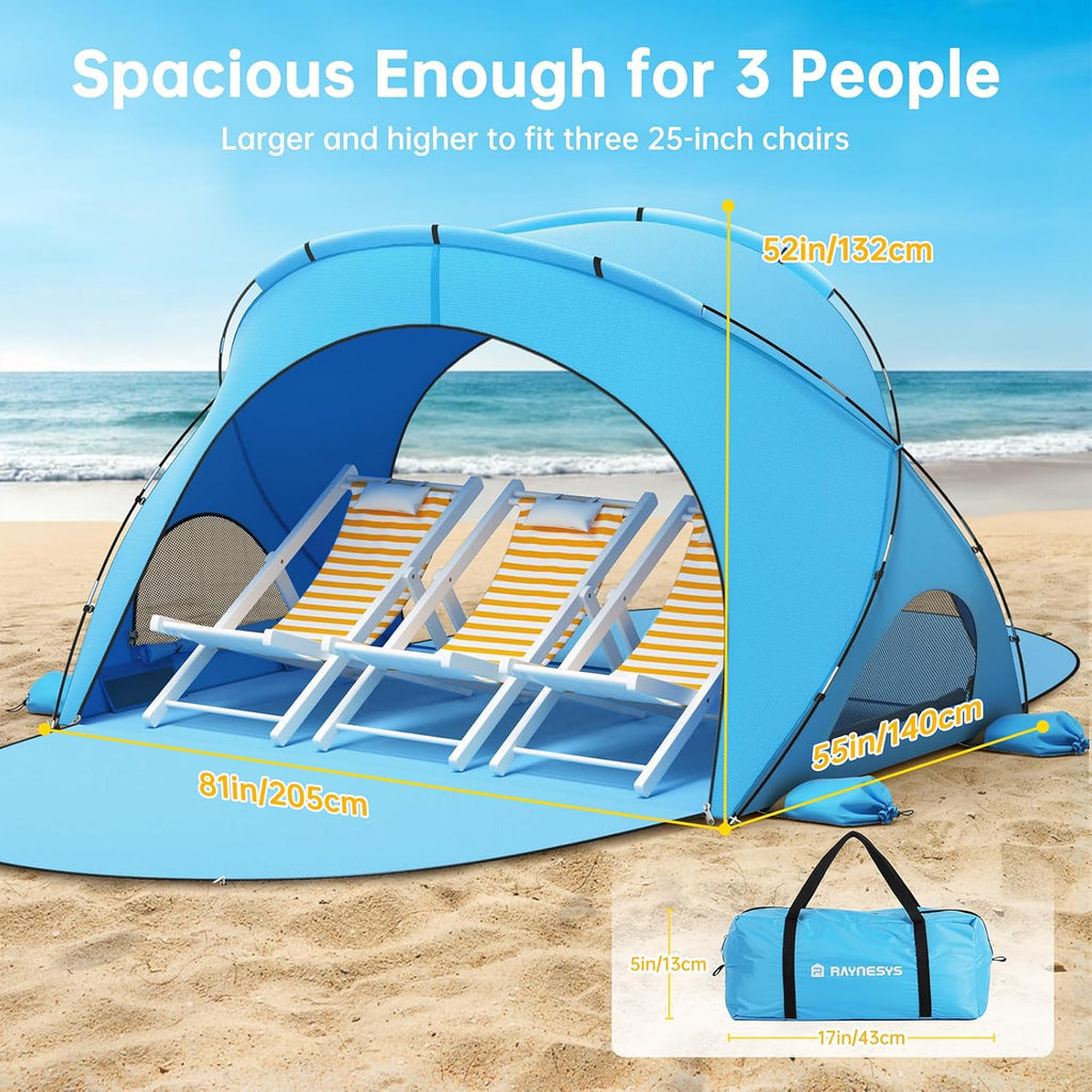 Parasol de plage, tente pare-soleil de plage avec protection UV UPF50+