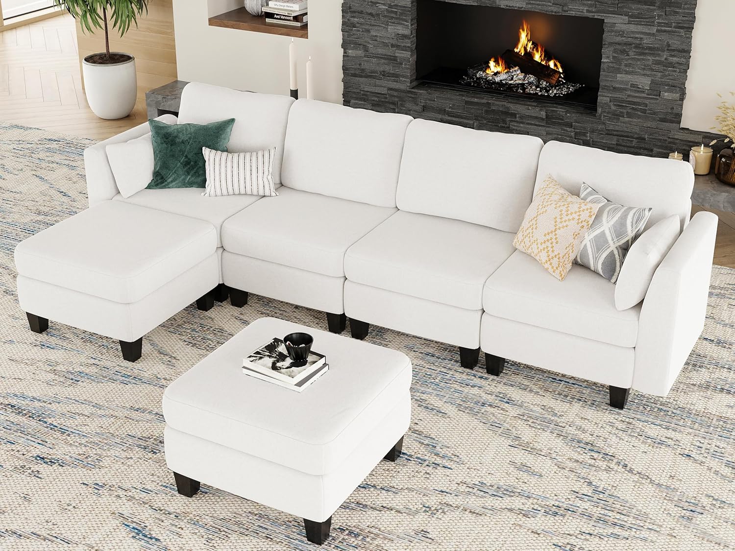 Canapé sectionnel modulable, canapé convertible en U, mousse à mémoire de forme haute densité, canapé sectionnel confortable 6 places