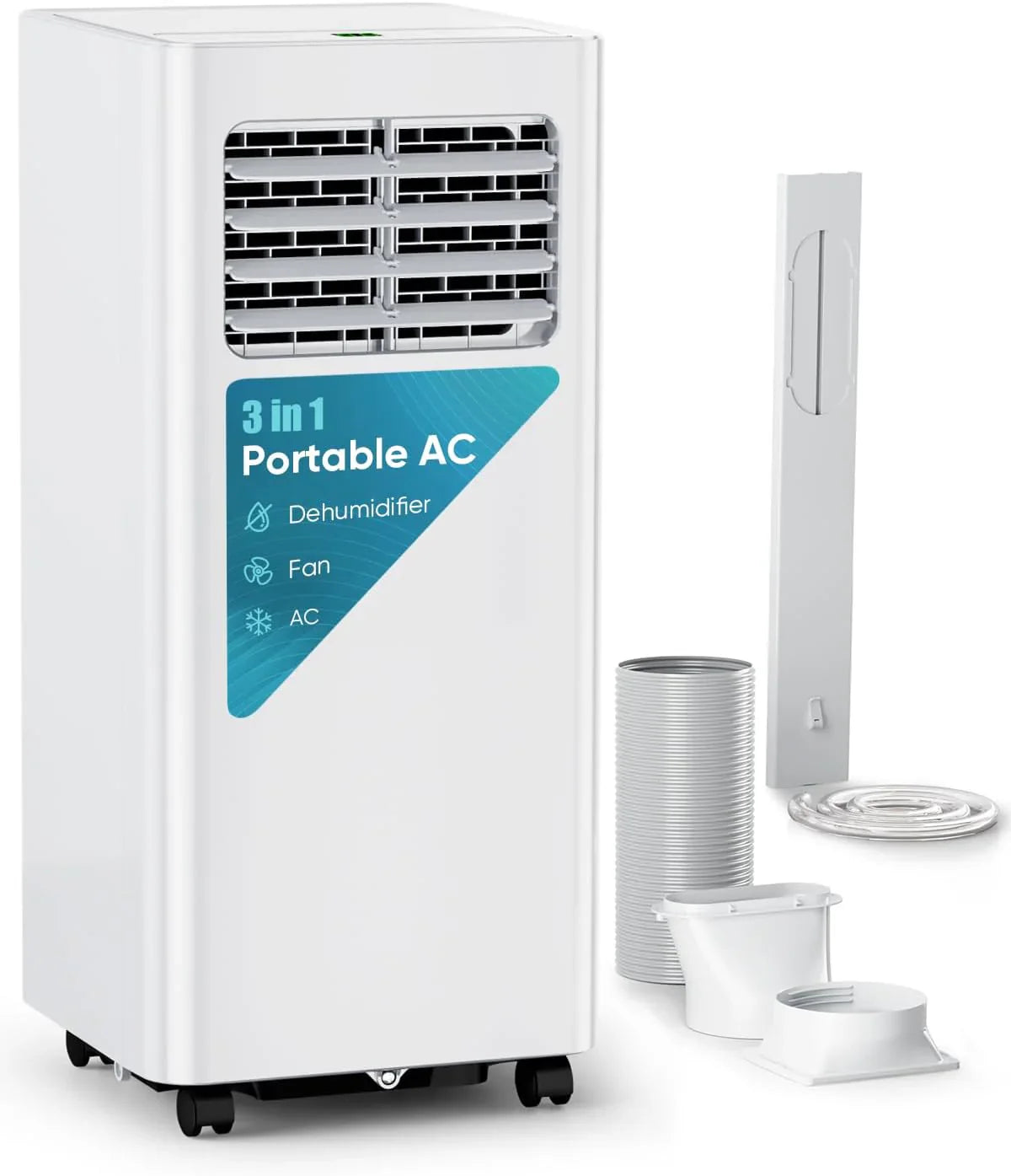 Climatiseur portatif 8 000 BTU - Unité de climatisation 3 en 1 avec télécommande, refroidissement ultra-silencieux pour pièces jusqu'à 350 pi², minuterie 24 h, mode veille