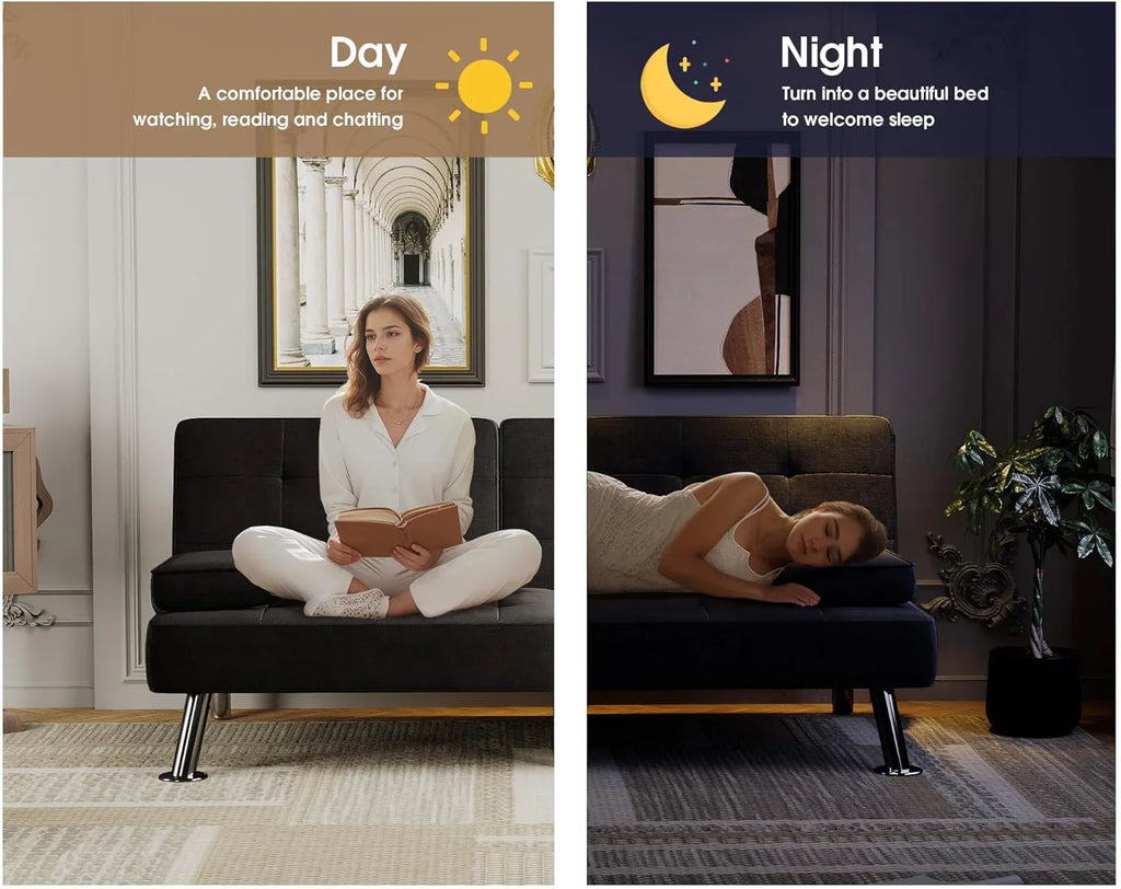 Canapé-lit futon Flamaker Ensemble futon pliant moderne Chaise longue convertible