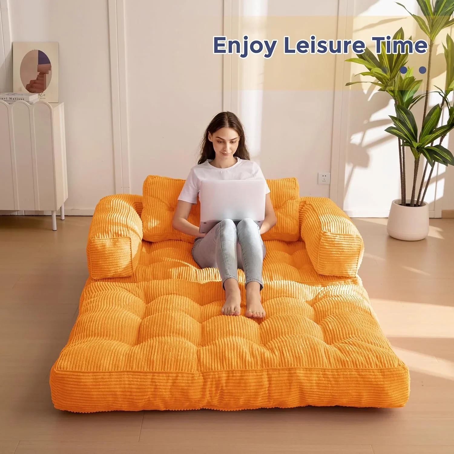 Canapé-lit pliant, canapé-lit convertible en L avec accoudoirs et oreillers