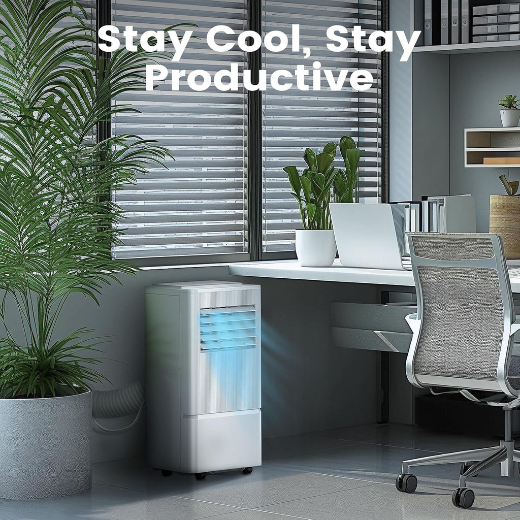 Climatiseur portatif Air Choice, 10 000 BTU, pour pièce jusqu'à 450 pi², télécommande, minuterie 24 h, modes déshumidificateur et ventilateur.