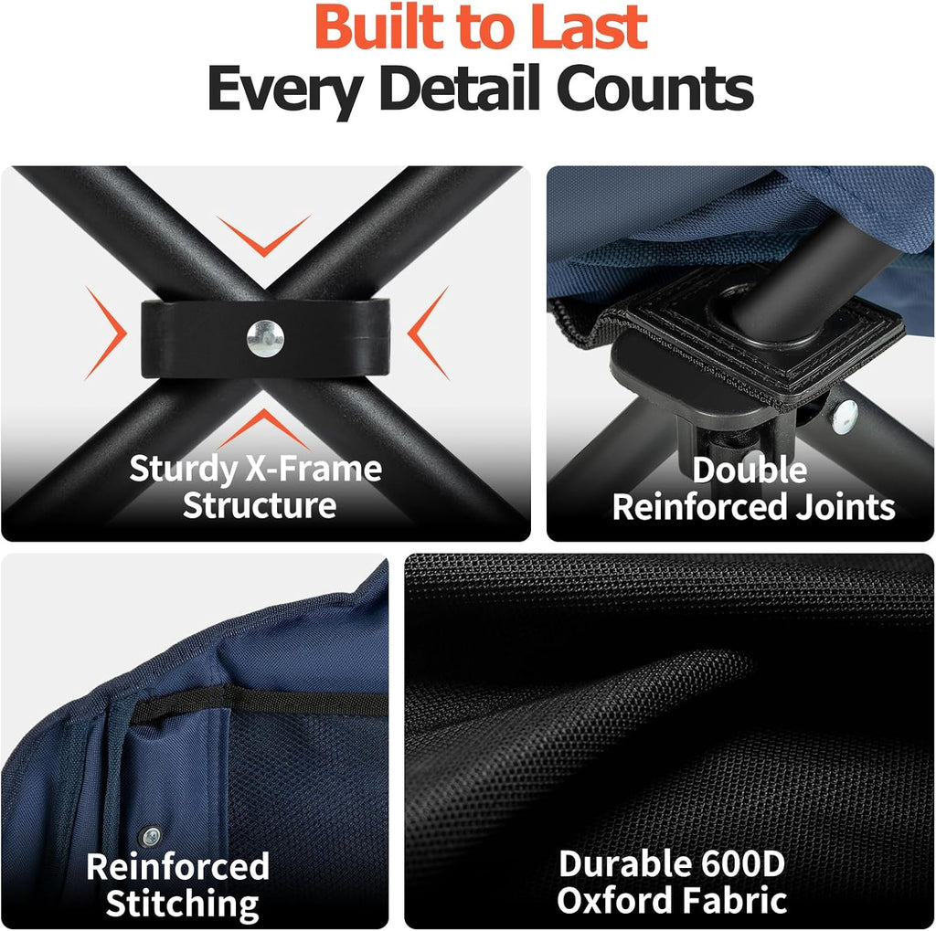 Chaise de camping double extra large - Canapé confortable pour 2 personnes, causeuse pour adulte - Chaise de jardin robuste