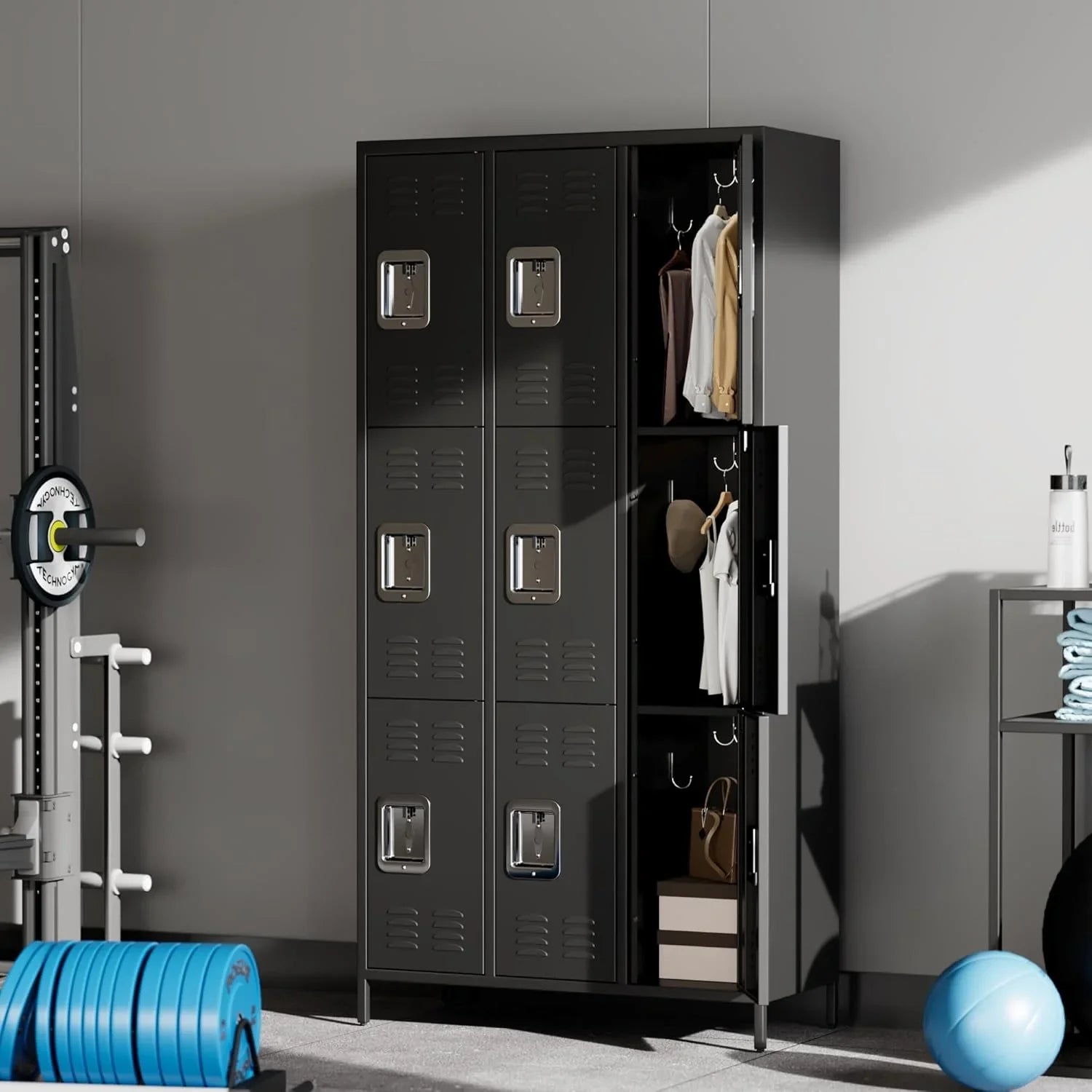 Casier GAOMON pour employés, armoire à casiers 6 portes avec crochets, casier de rangement