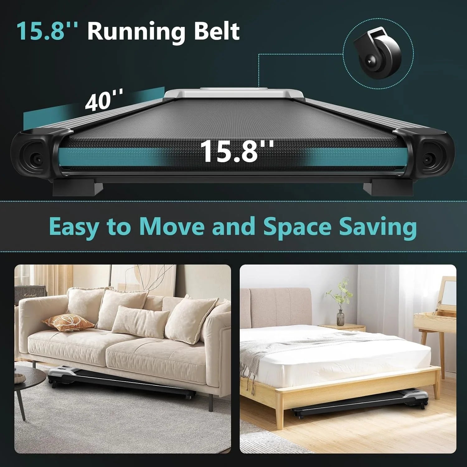 Tapis roulant portable 2,5 CV avec tapis de marche incliné, panneau et télécommande, tapis roulant 4 en 1, capacité de 120 kg