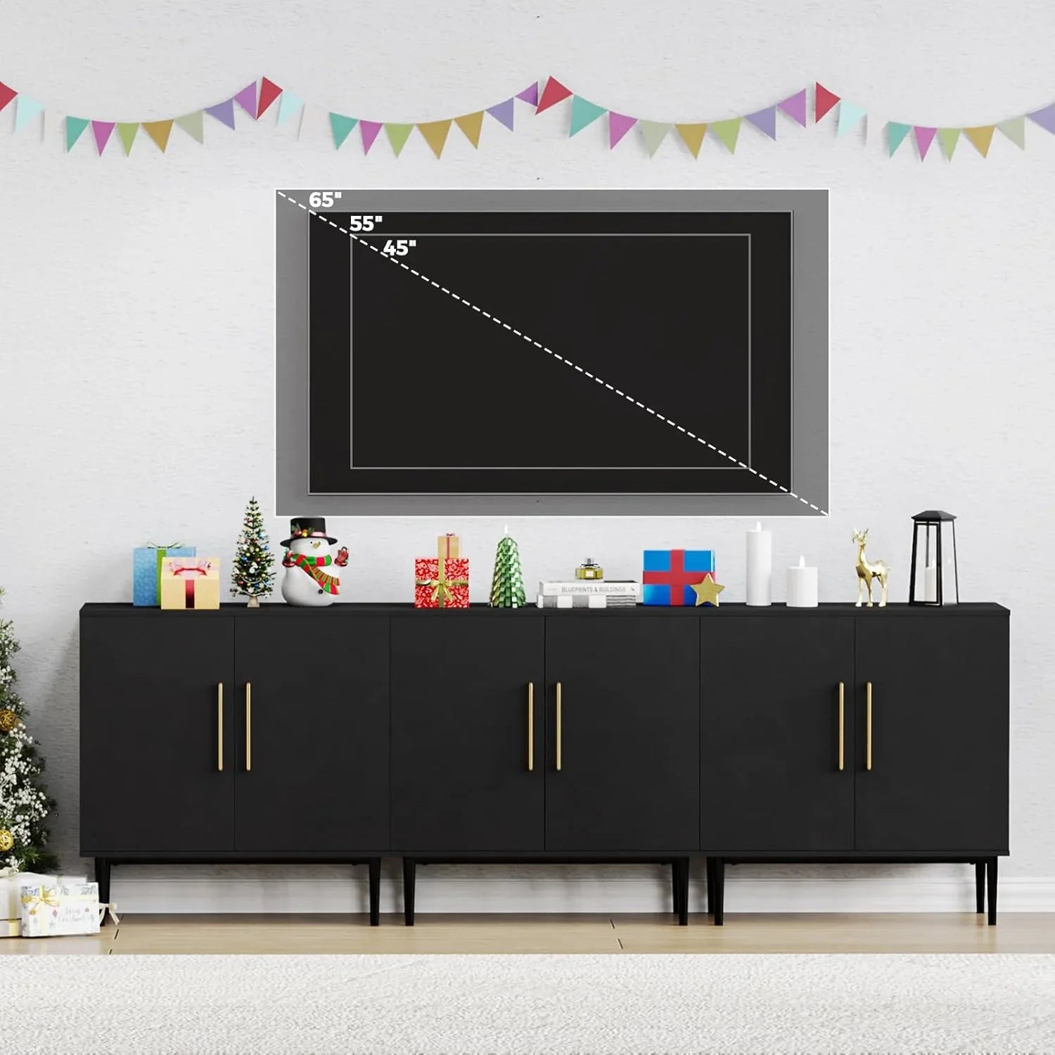 Meuble indépendant en bois noir pour salon, chambre, salle à manger et couloir