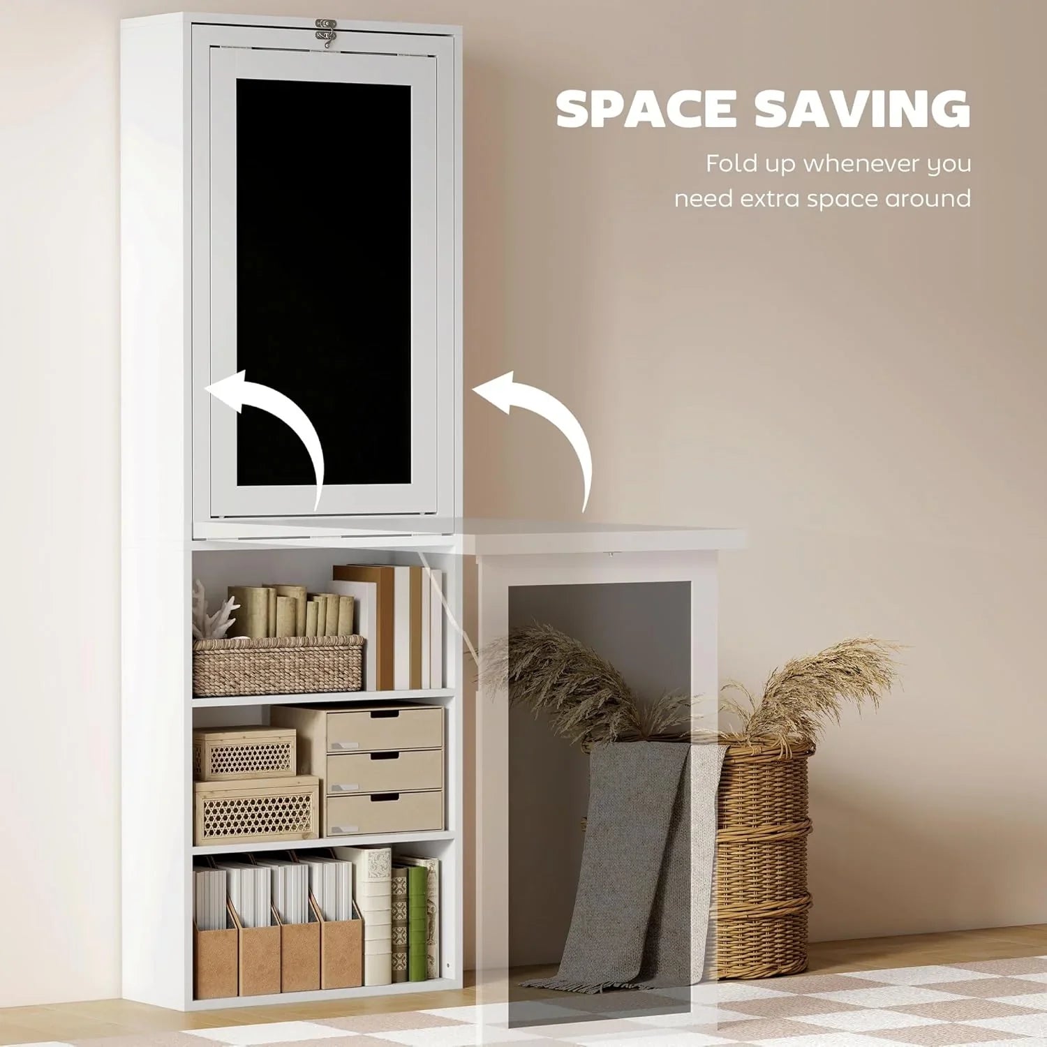 Bureau pliant convertible, armoire de bureau murale, poste de travail multifonctionnel pour le bureau à domicile