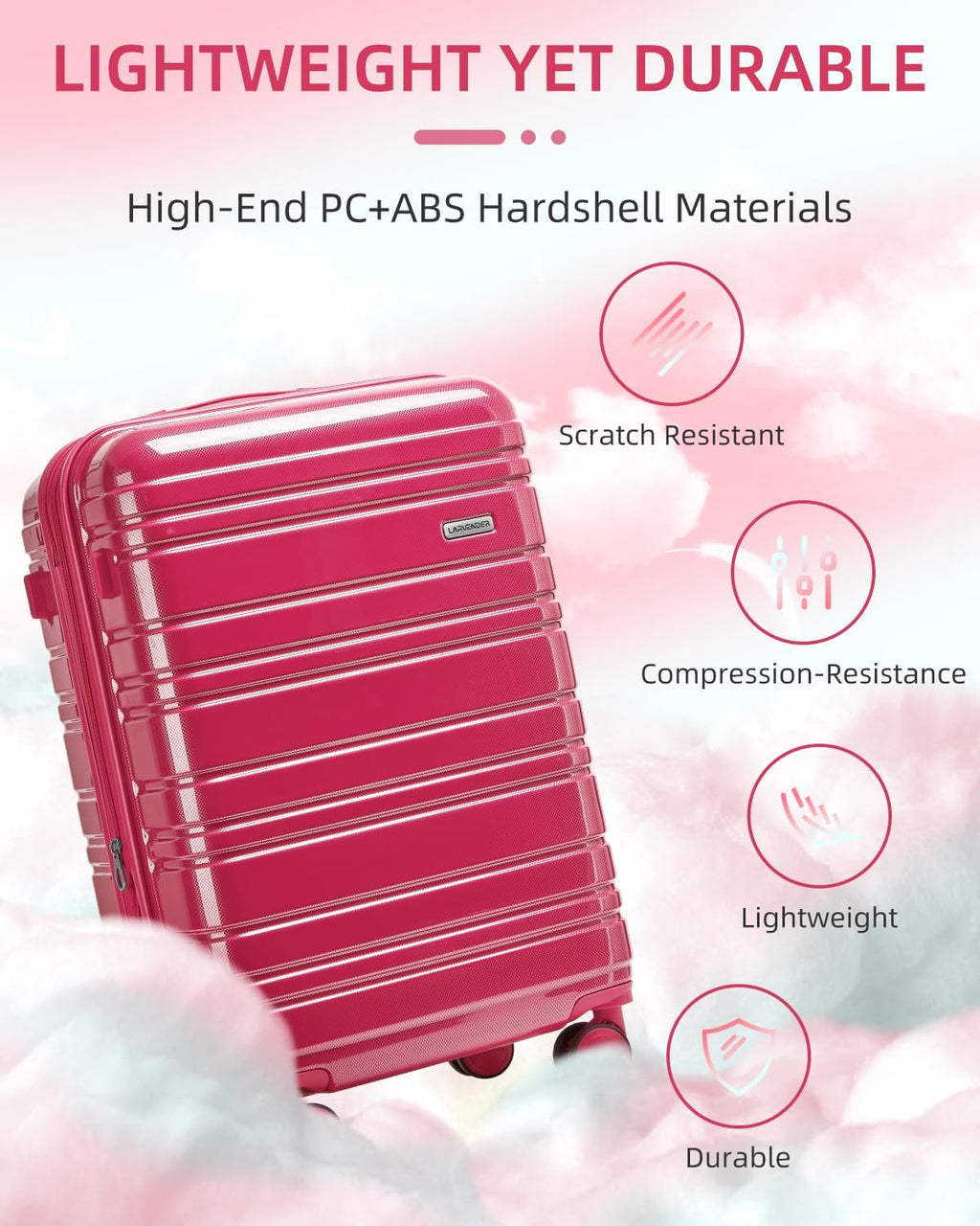 Ensemble de bagages 6 pièces, ensemble de valises rigides extensibles avec roulettes pivotantes, ensemble de bagages à roulettes légers