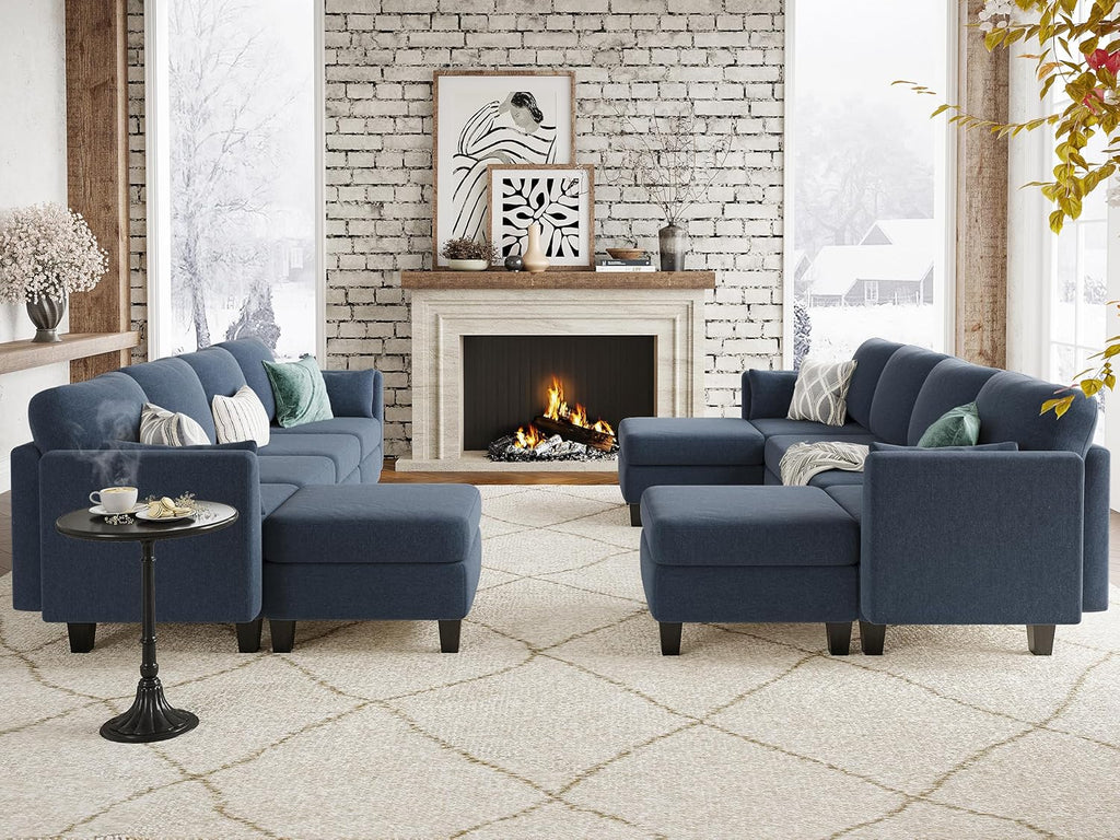 Canapé sectionnel modulable, canapé convertible en U, mousse à mémoire de forme haute densité, canapé sectionnel confortable 6 places