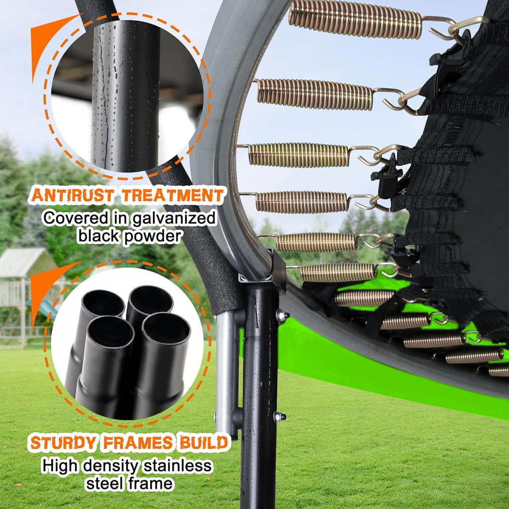 Trampoline Trampoline de loisirs avec filet de clôture et échelle, trampoline d'extérieur antirouille pour enfants et adultes