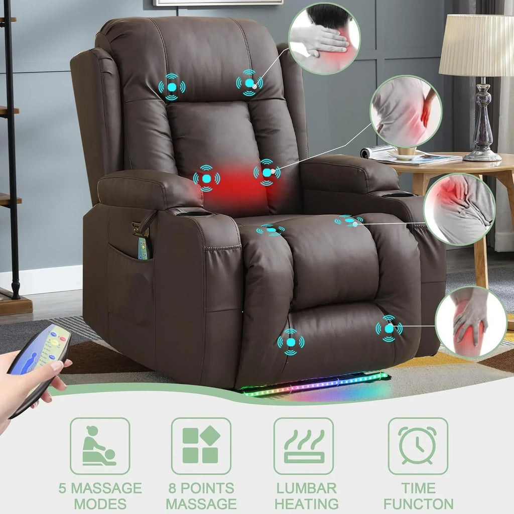 Canapé inclinable électrique TUNYI avec fonctions massage et chauffage, siège home cinéma avec console, canapé inclinable électrique pour camping-car