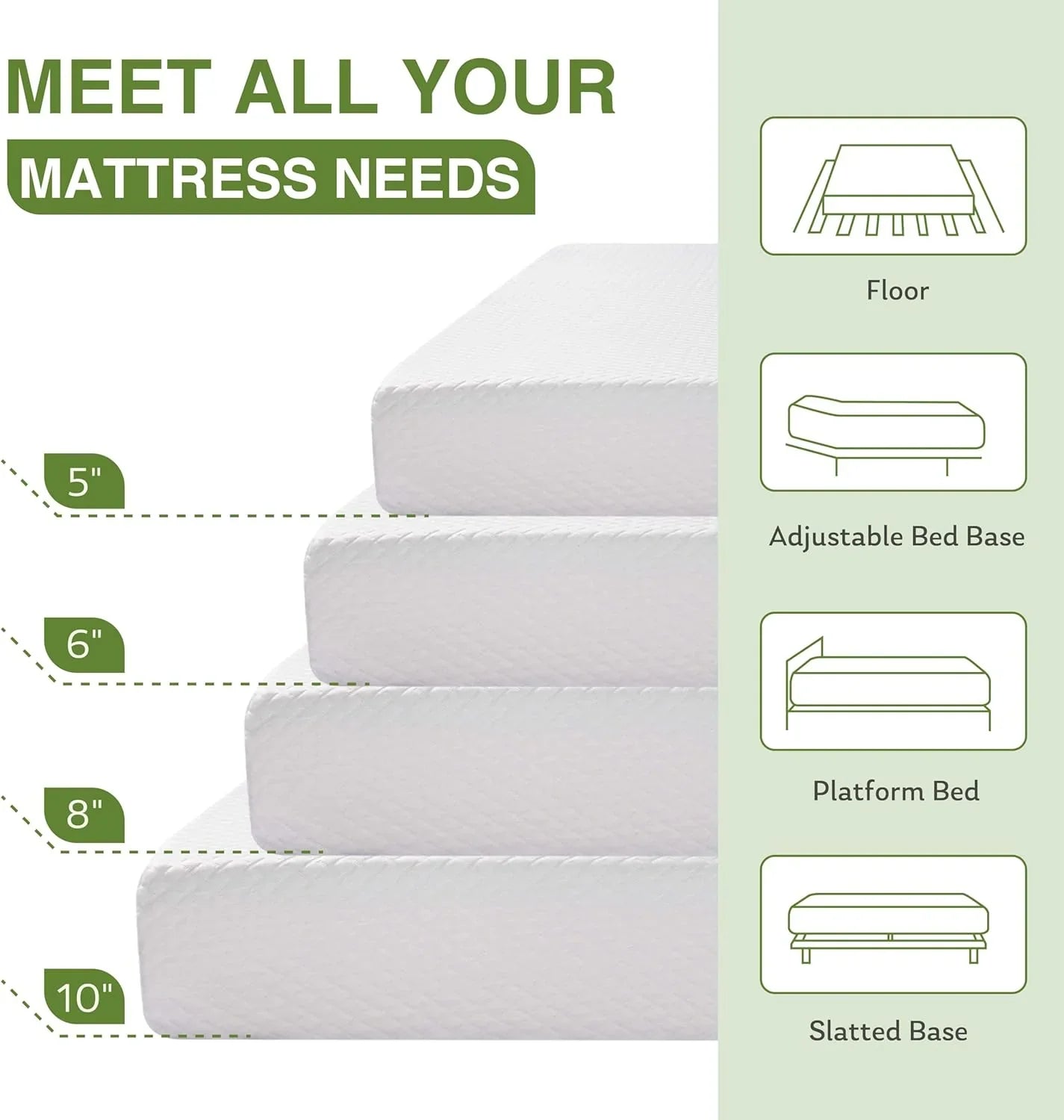 Matelas double de 8 pouces avec mousse à mémoire de forme pour un soutien moyennement ferme