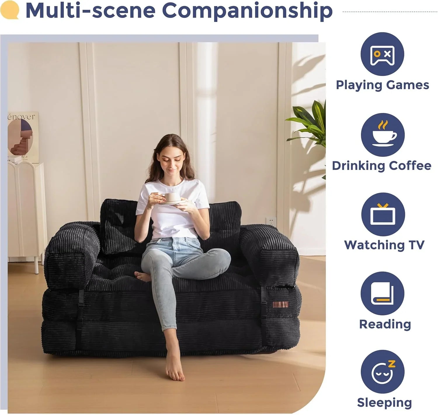 Canapé-lit pliant, canapé-lit convertible en L avec accoudoirs et oreillers