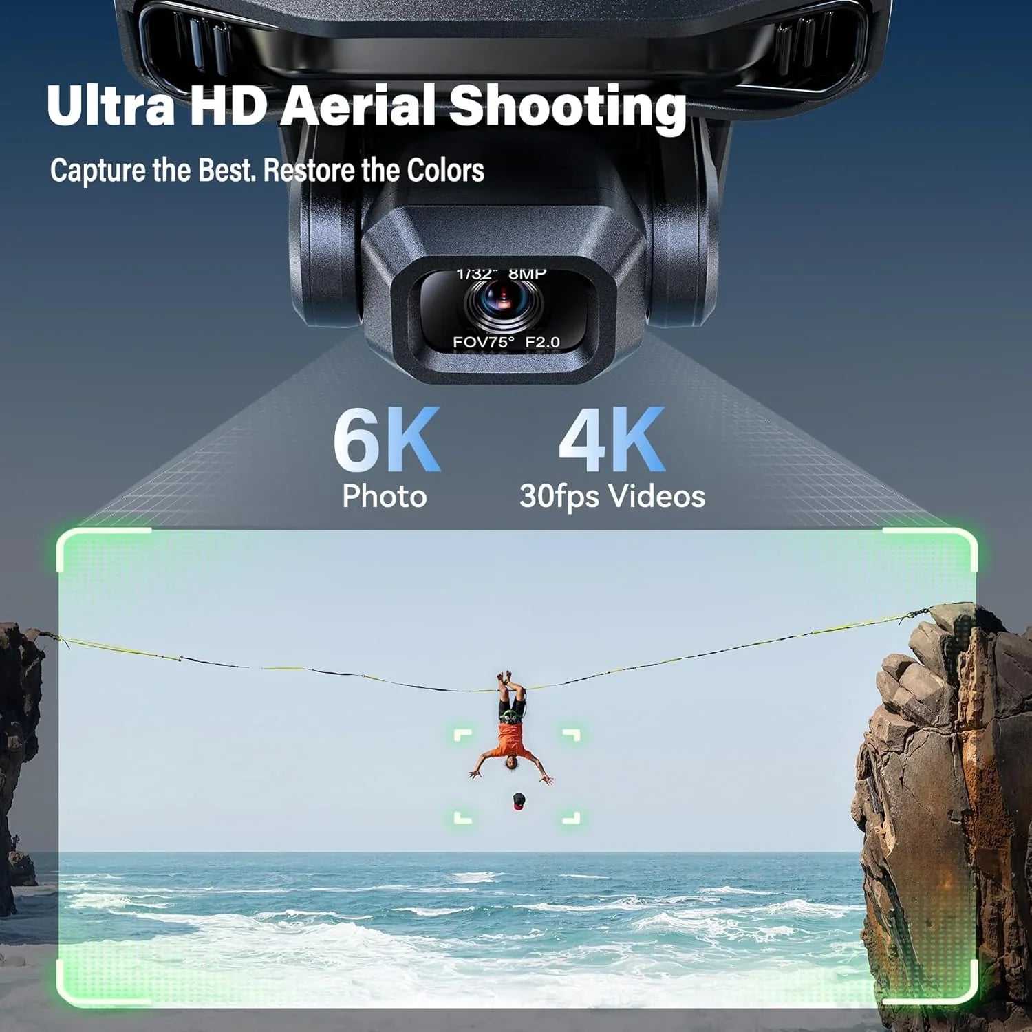 Drone de caméra spécifique pour adultes avec photographie aérienne 4K UHD, cardan 3 axes et contrôle à 10 000 pieds