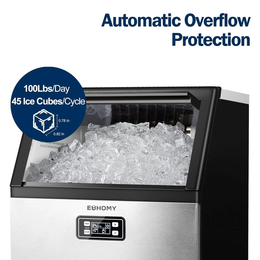 EUHOMY Machine à glaçons commerciale Machine à glaçons sous le comptoir en acier inoxydable Machine à glaçons autonome.