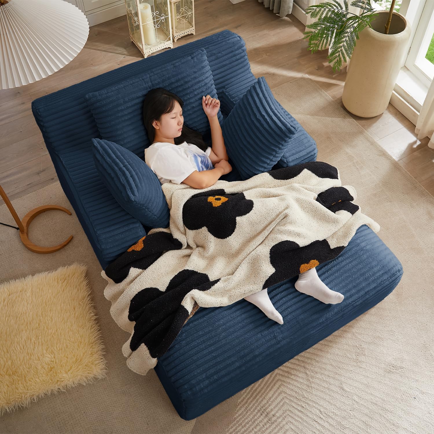 Fauteuil inclinable d'intérieur de 50 pouces, canapé-lit surdimensionné en velours côtelé, fauteuil de lecture à couchage profond, canapé nuage, canapé de salon