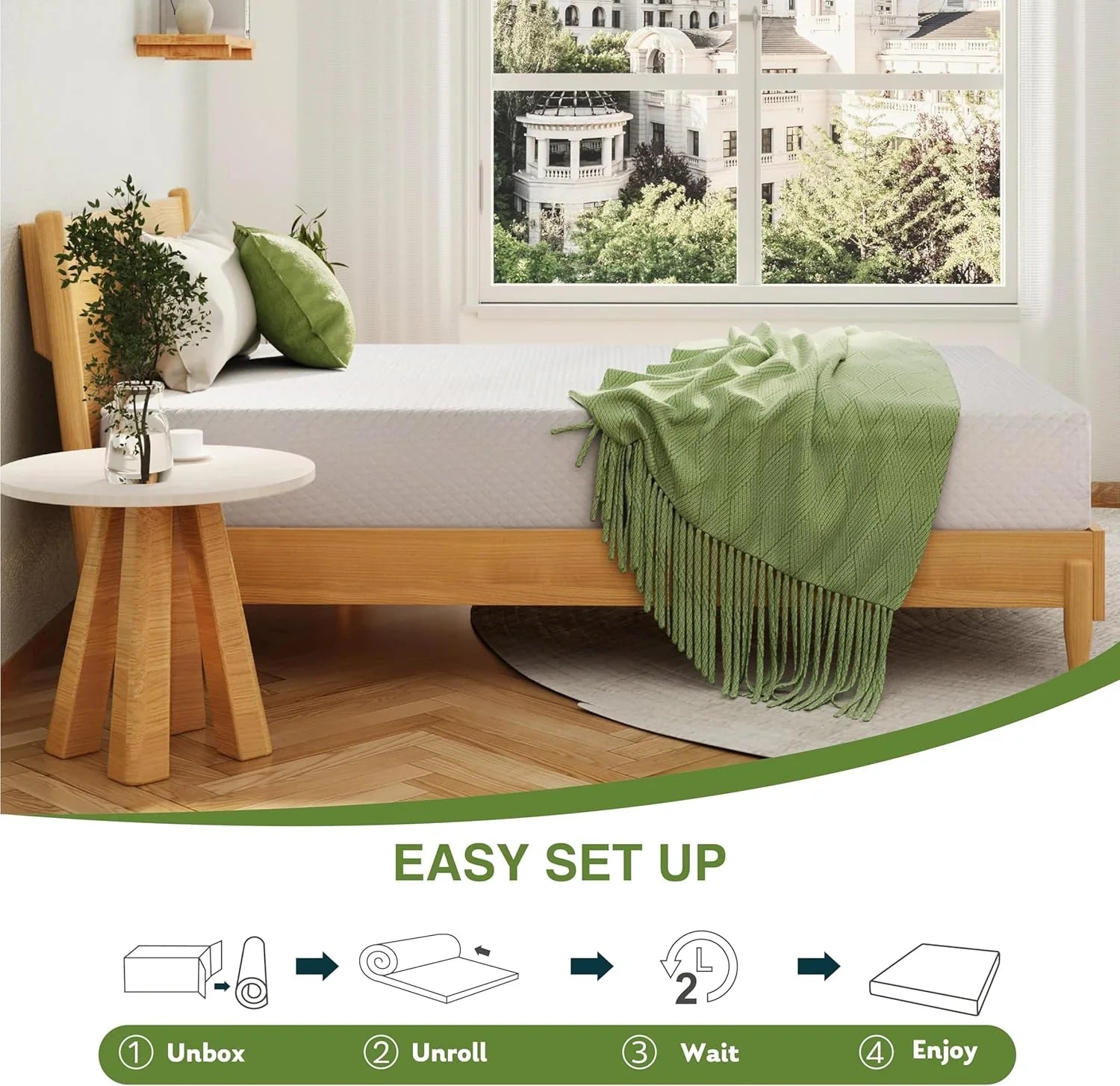 Matelas double de 8 pouces avec mousse à mémoire de forme pour un soutien moyennement ferme