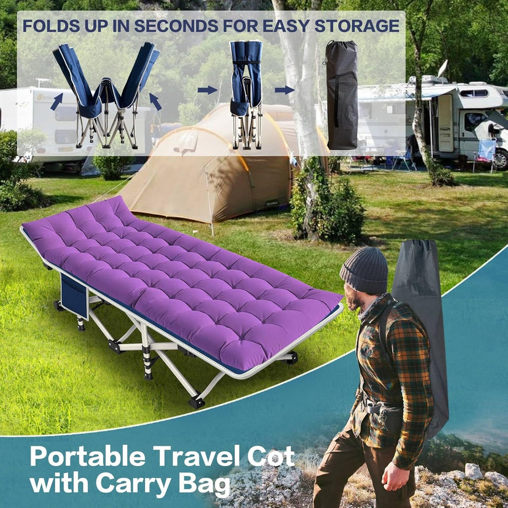 Lot de 2 lits de camp avec matelas, lit pliant confortable et robuste pour bébé