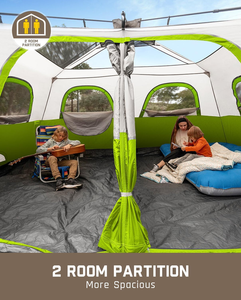 Tente de camping portable pour 4/6/8/10 personnes avec cabine instantanée et résistante à la pluie et au vent