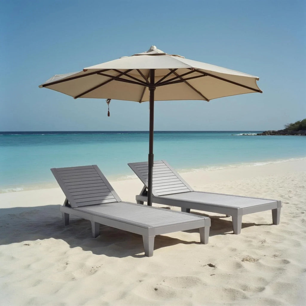 Chaises de patio - Ensemble de 2 chaises longues noires pour l'extérieur, chaise longue de jardin légère