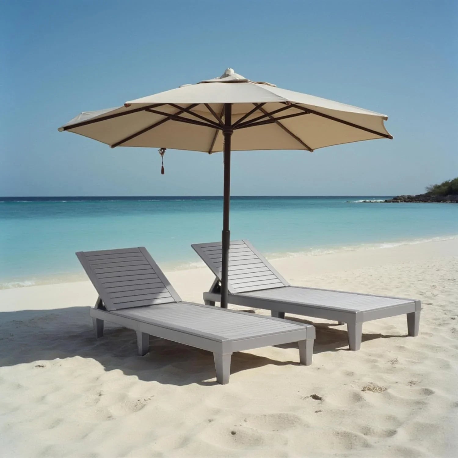 Chaises de patio - Ensemble de 2 chaises longues noires pour l'extérieur, chaise longue de jardin légère