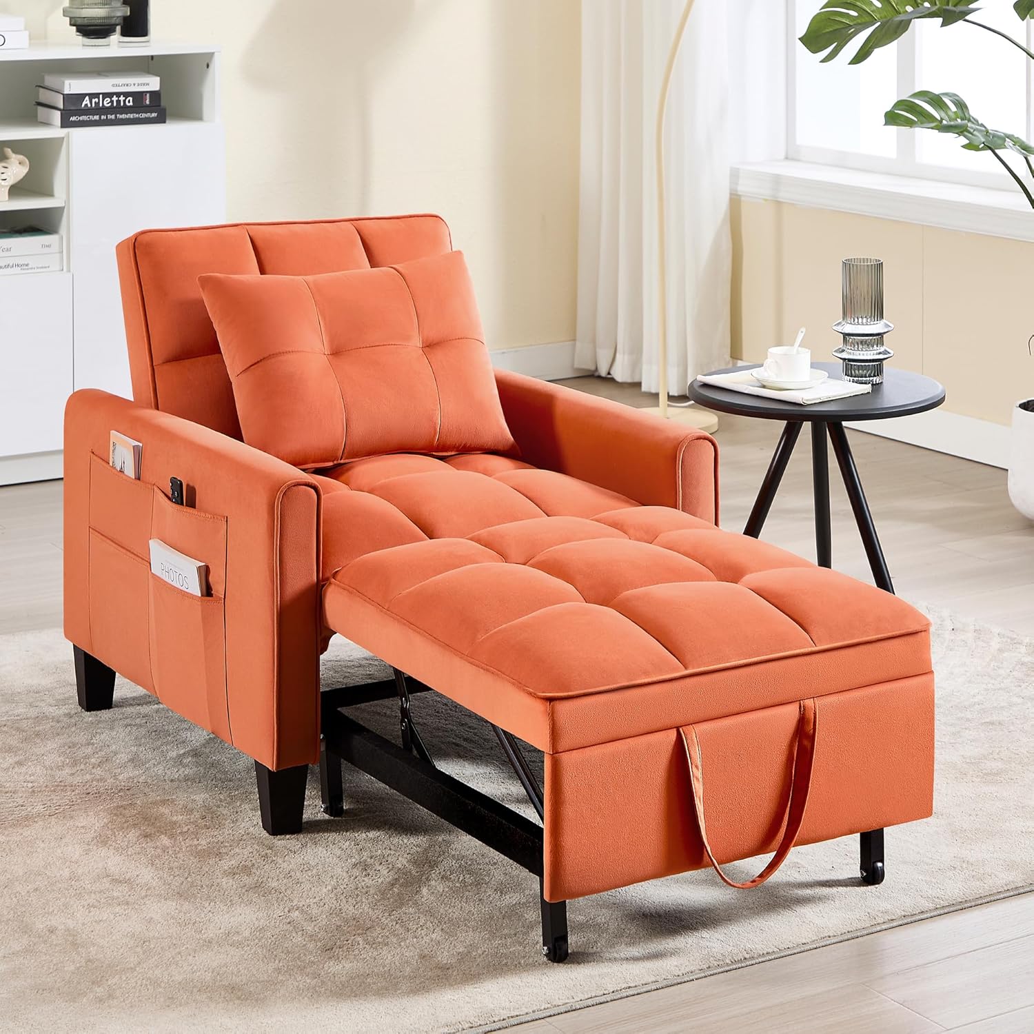 Fauteuil convertible 3 en 1, canapé-lit gigogne, canapé simple en velours avec dossier réglable