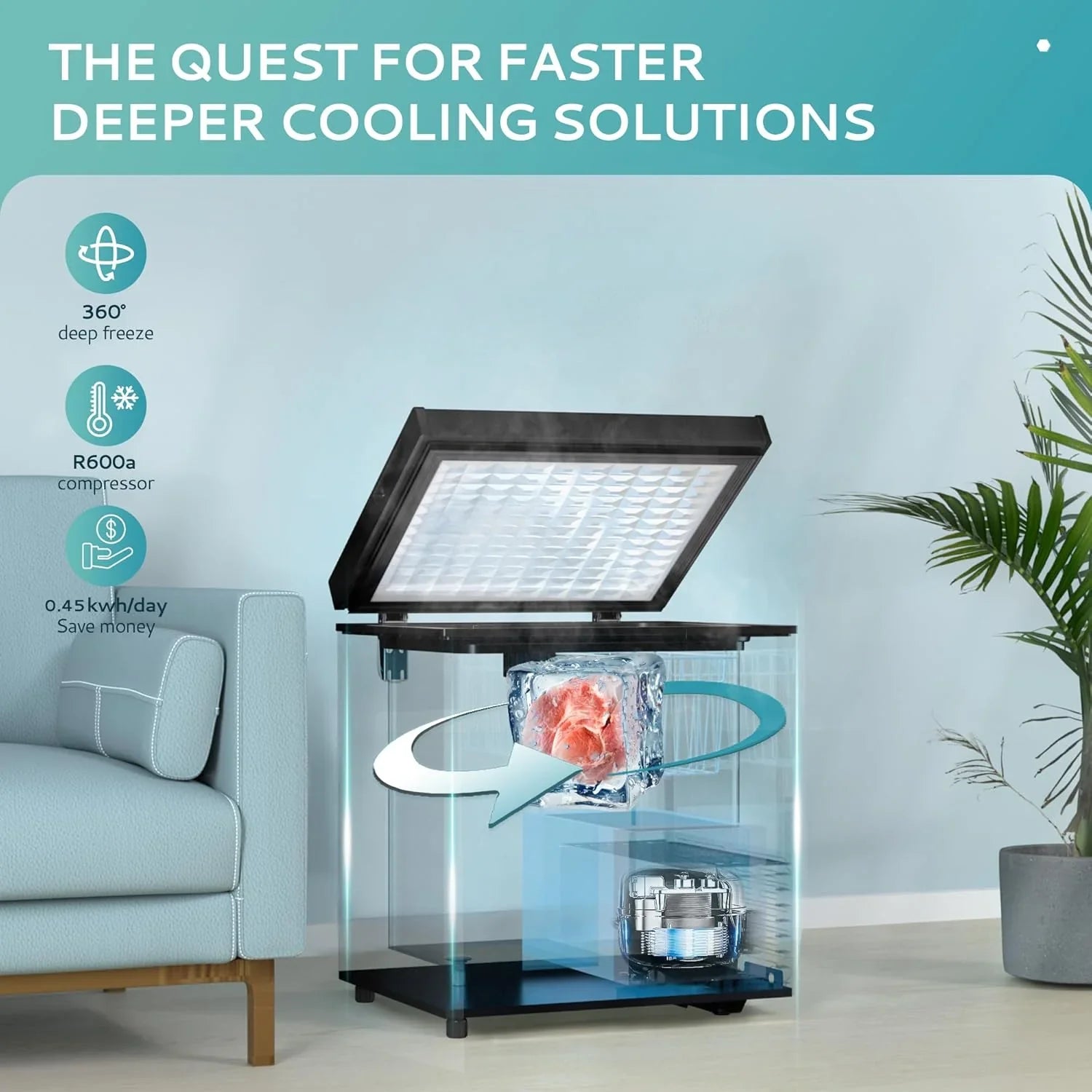 EUHOMY 3.5 Cubic Foot Upright Freezer, Small Deep Freezer, Adjustable 7 Thermostats, Quiet Mini Freezer, Freestanding Top Door