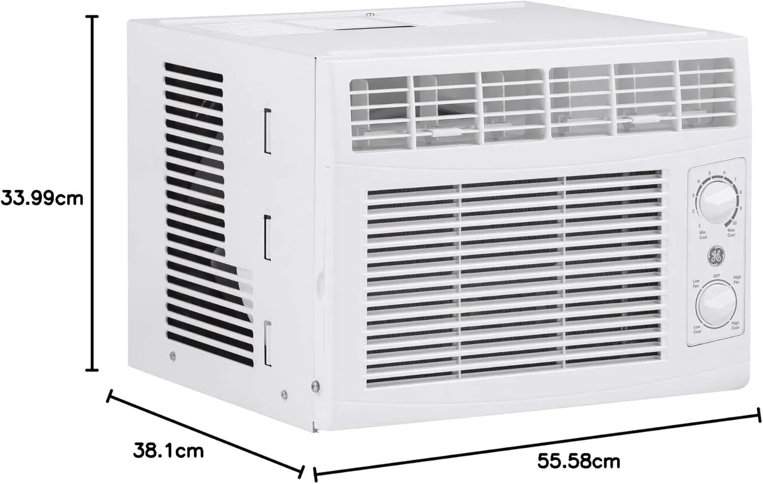 Climatiseur de fenêtre GE, 5 000 BTU pour petites pièces jusqu'à 150 pi² avec ventilateur réglable manuellement et réglages de refroidissement