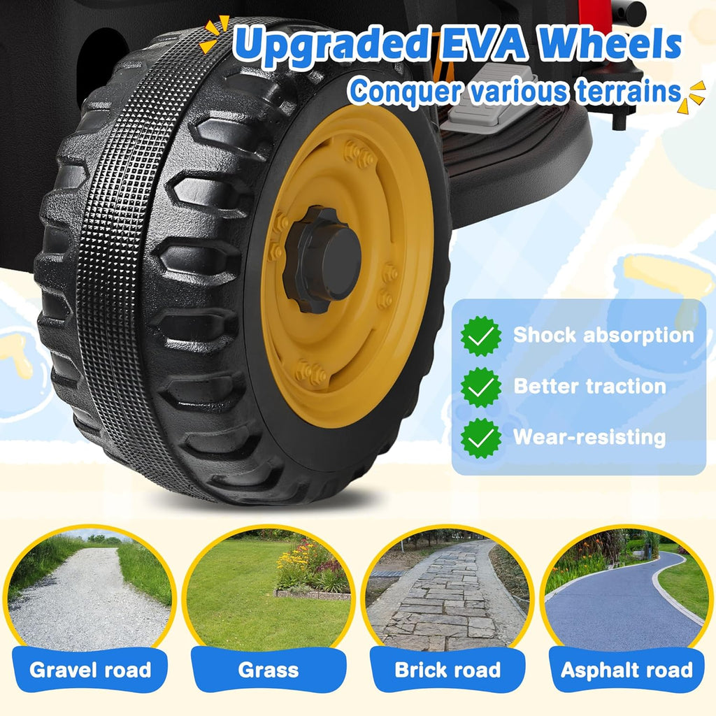 Tracteur autoporté 24 V avec remorque inclinable et amovible, 2 moteurs de 65 W, pneus EVA, télécommande, Bluetooth, levier de vitesse, musique, voiture électrique pour enfants, vert