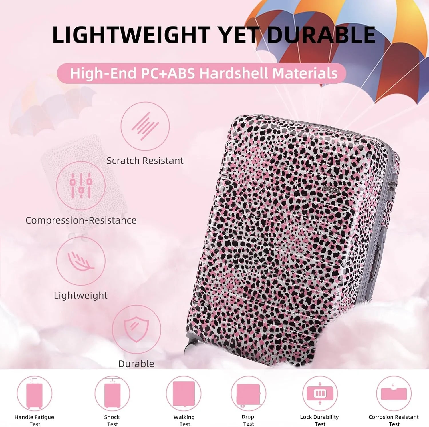 Ensemble de bagages 6 pièces, ensemble de valises rigides extensibles avec roulettes pivotantes, ensemble de bagages à roulettes légers