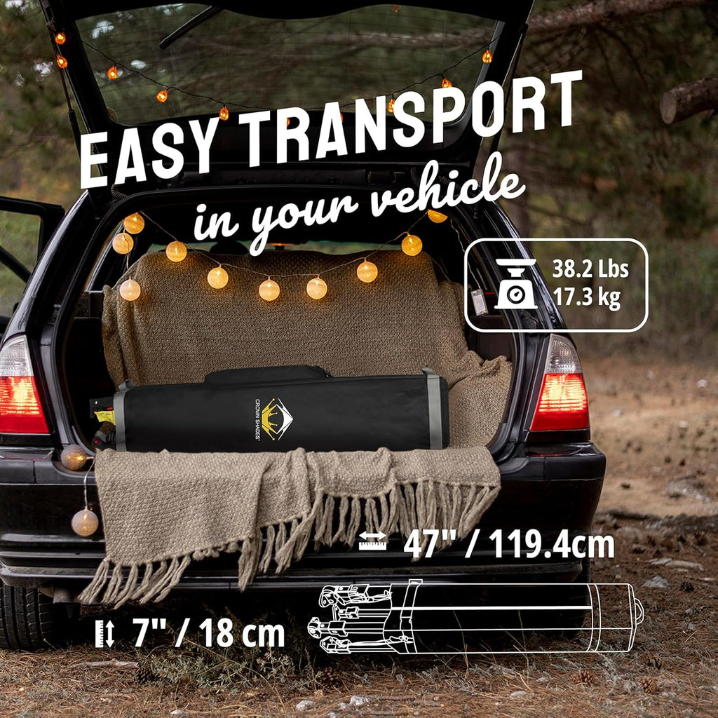 Auvent pop-up 10x10 - Installation en un clic - Tente de plage - Parasol extérieur avec dessus argenté, 3 hauteurs et 4 poches à sable