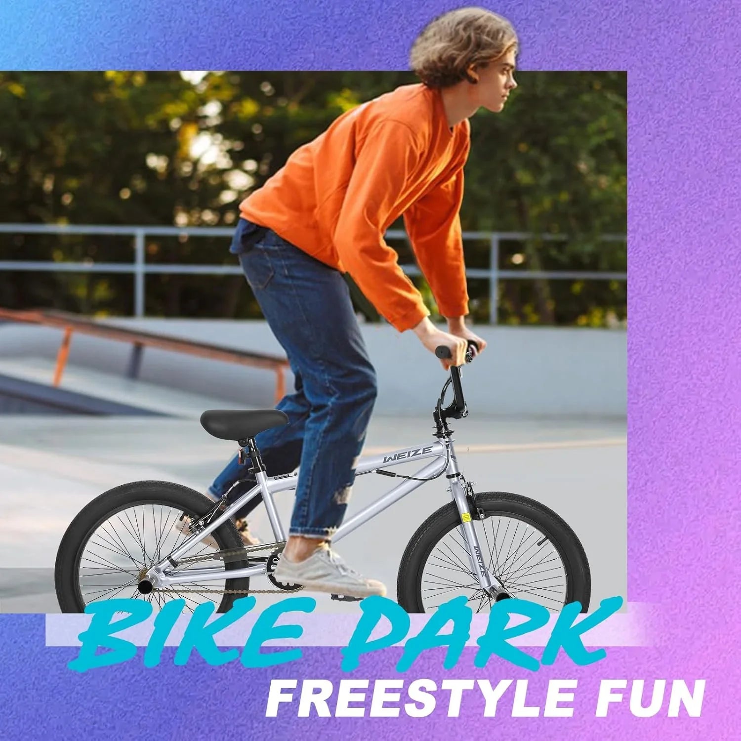 Vélo BMX Freestyle WEIZE 20 pouces pour enfants et adultes, cadre en acier haute résistance