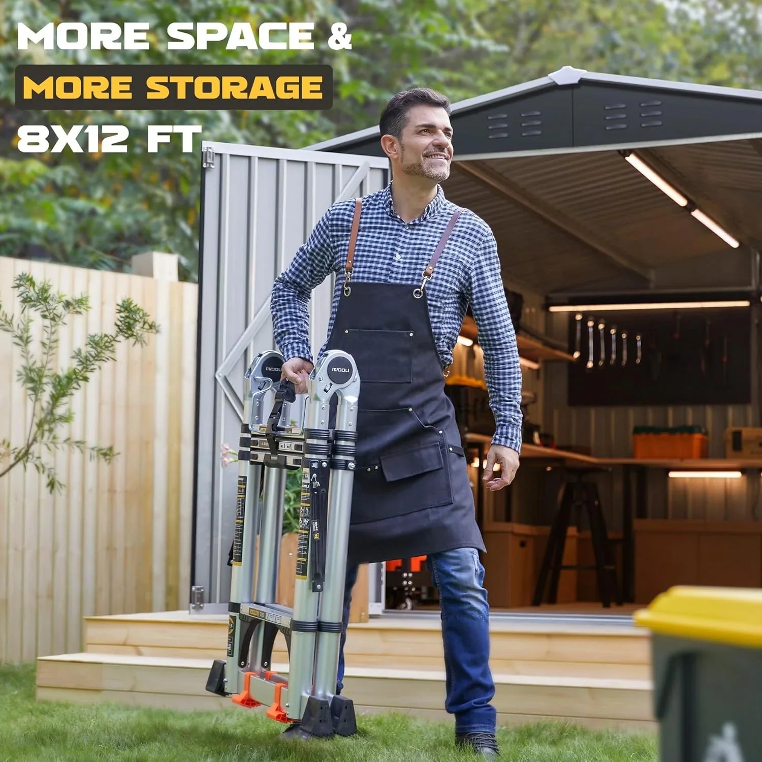 Abri de jardin extérieur Polar-Aurora 8 x 12 pi, abri de jardin en métal avec cadre amélioré