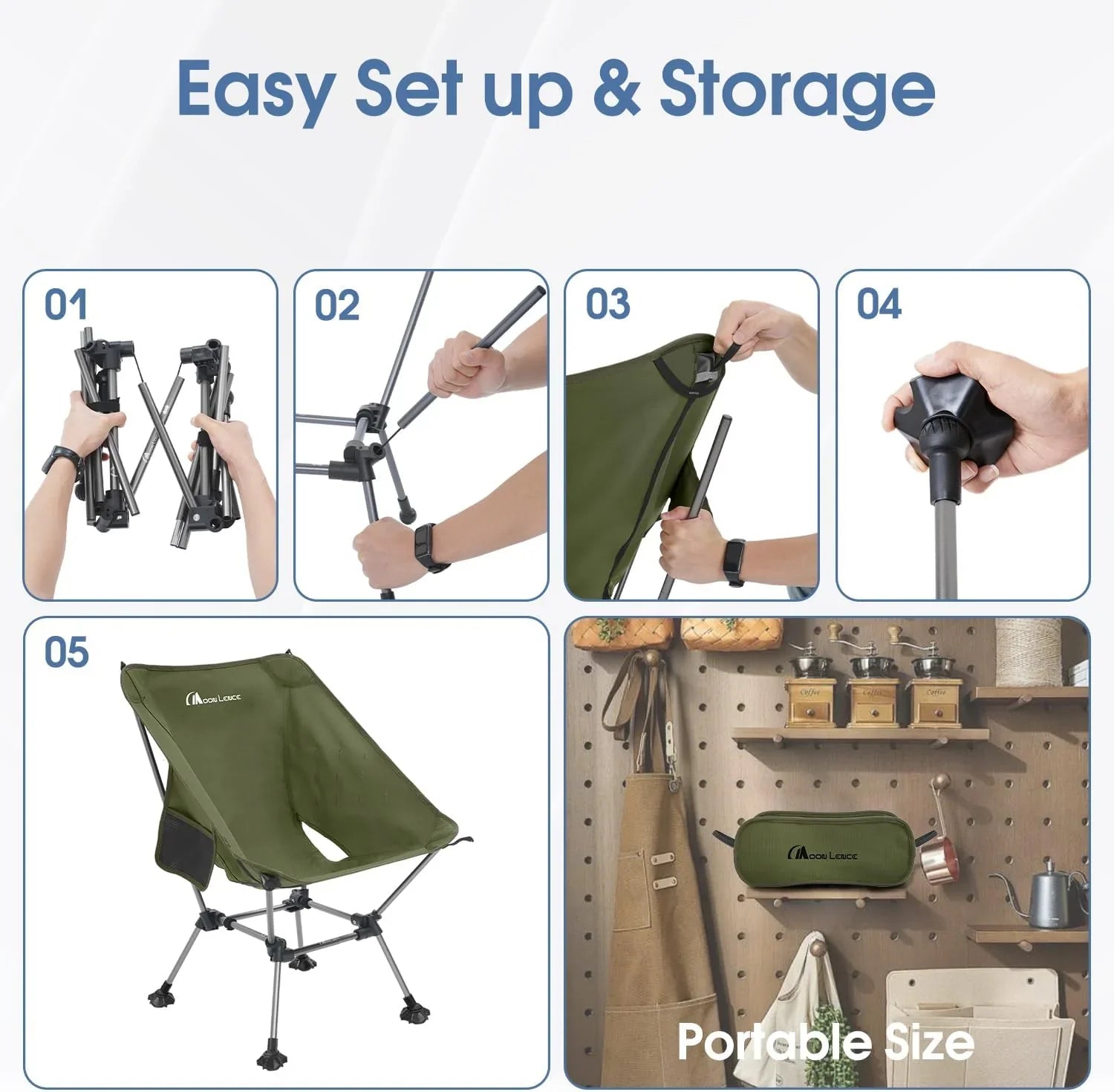 Chaise de camping portable et chaise pliante pour la randonnée et la randonnée