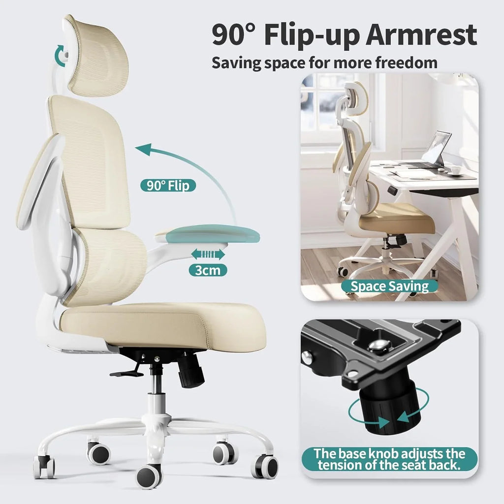 Chaise de bureau ergonomique TRALT, 150 kg, chaise de jeu à domicile avec roulettes