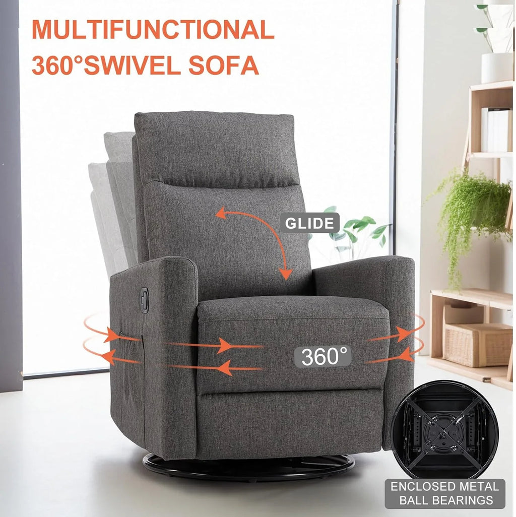 Fauteuil à bascule doux et net, inclinable et rotatif à 360 degrés avec fonction coulissante