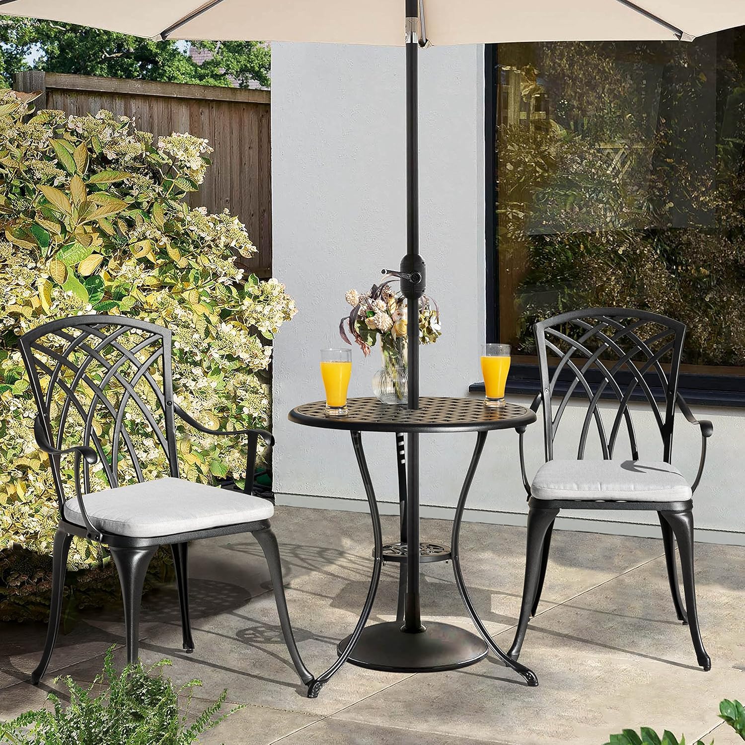 Ensemble bistro NUU GARDEN 3 pièces pour patio extérieur en aluminium moulé Ensemble table et chaises de patio