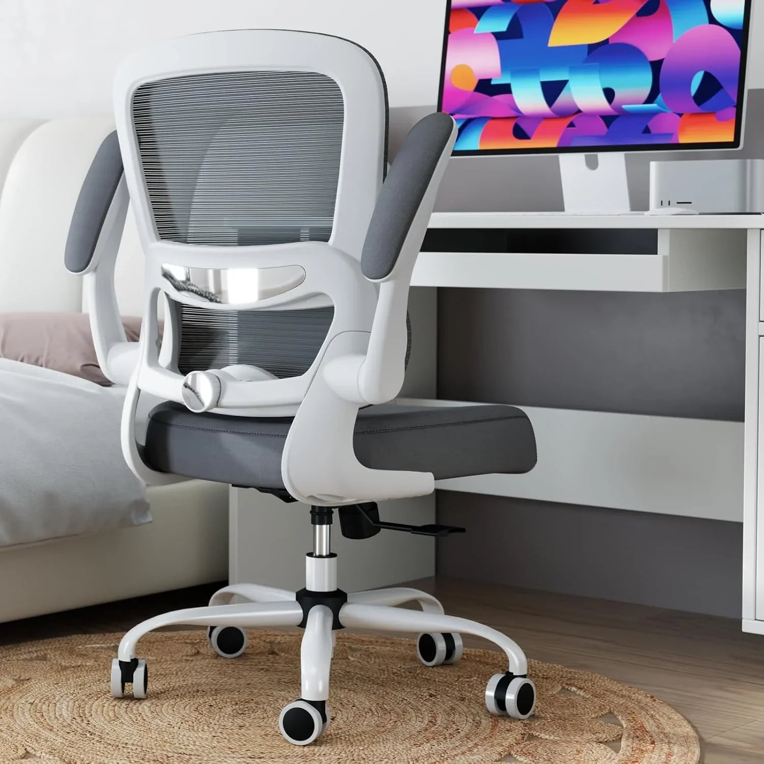 Chaise de bureau ergonomique TRALT, capacité de 150 kg, en maille, avec roulettes