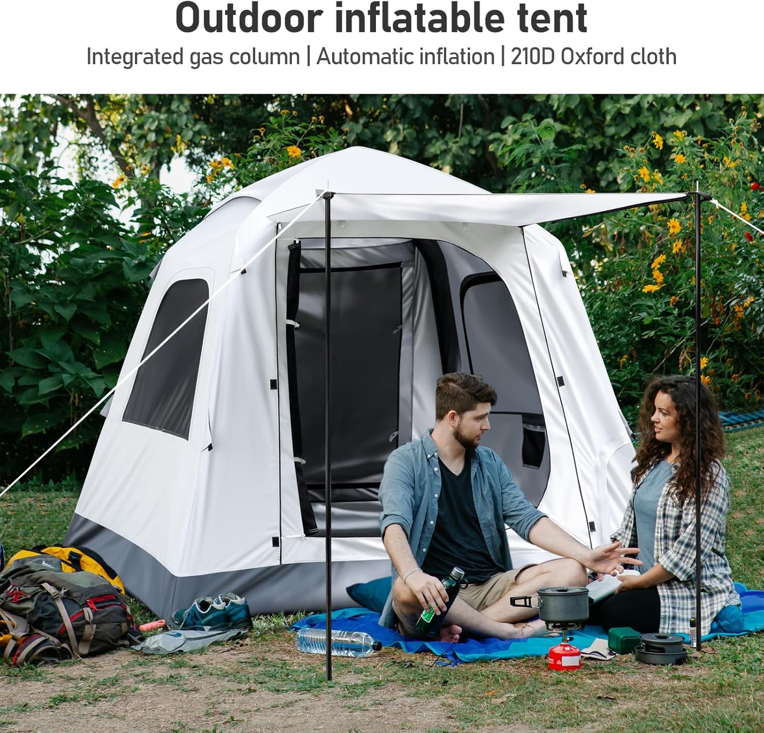 Tente de camping gonflable automatique 3-4 personnes camping de luxe adulte tente de maison gonflable imperméable tente extérieure