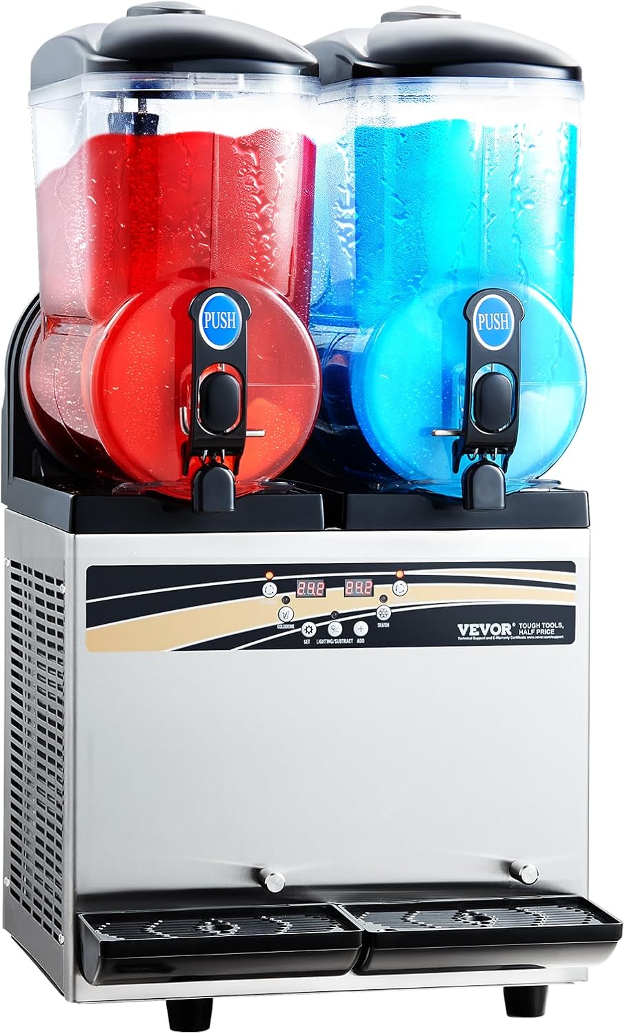 Machine à smoothie VEVOR, machine à margarita commerciale à double barillet 15 L x 2 L, machine à smoothie en acier inoxydable 120 tasses