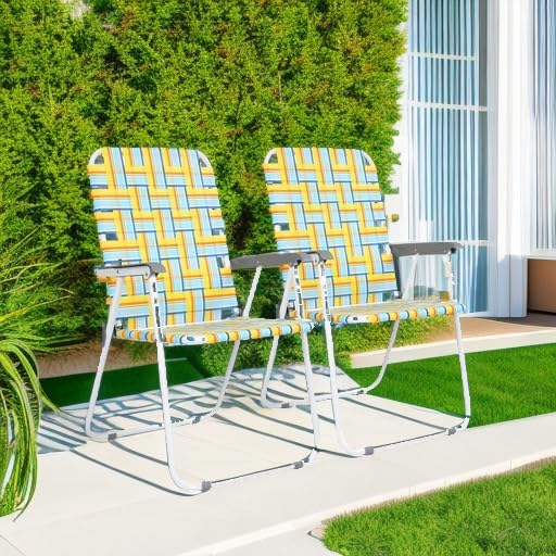 Lot de 2 chaises pliantes en toile pour patio VINGLI, chaise de plage portable pour extérieur, chaise de camping
