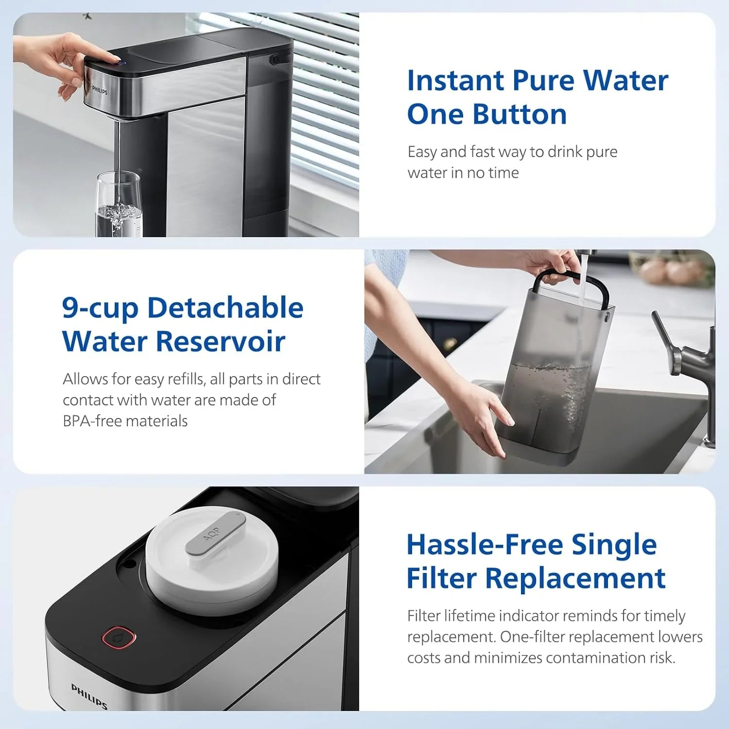 Filtre à eau à osmose inverse pour comptoir, système de filtration d'eau Philips 5 pouces