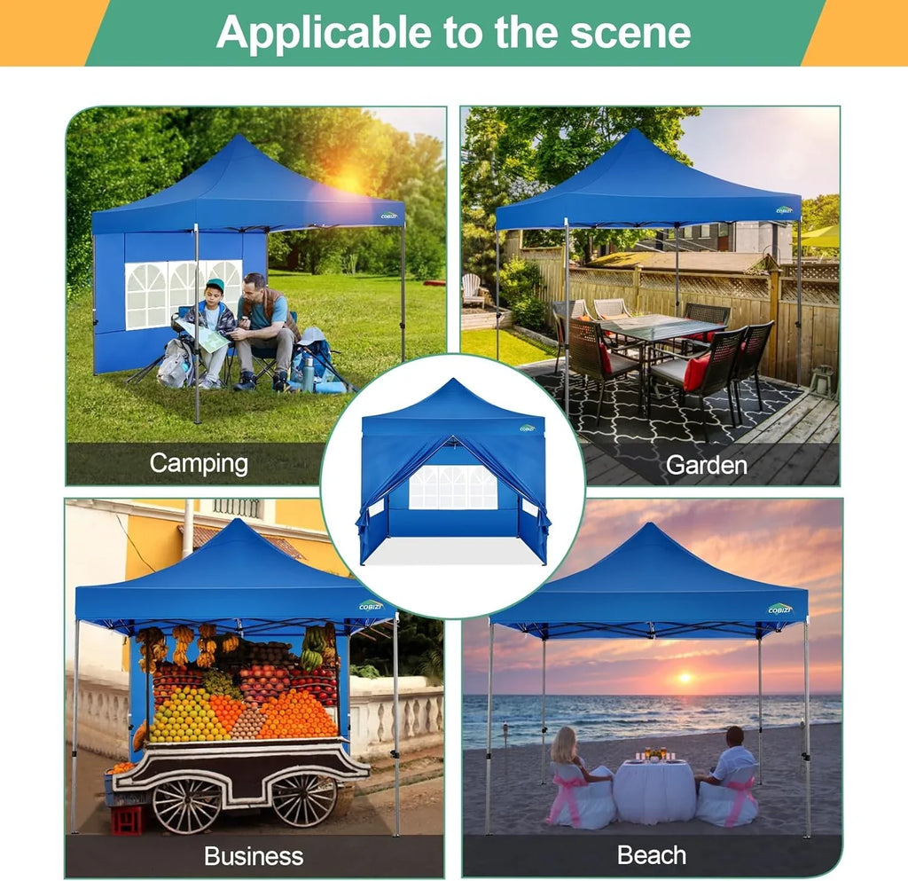 Tente pop-up robuste COBIZI 10x20 avec 6 parois latérales, facile à installer