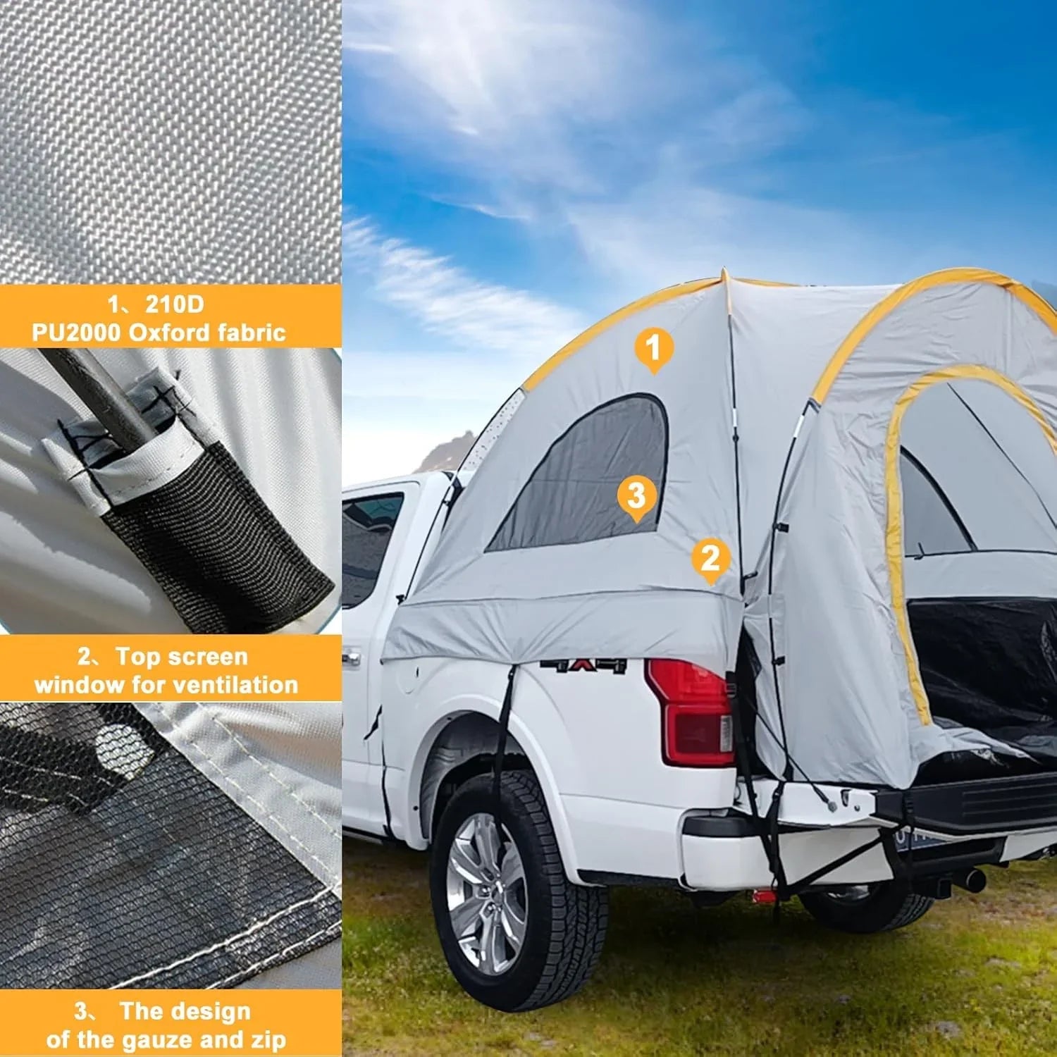 Tente SUV rectangulaire pour 5 à 9 personnes, idéale pour le camping en voiture, idéale pour la famille, imperméable et coupe-vent. Grande tente de camping.