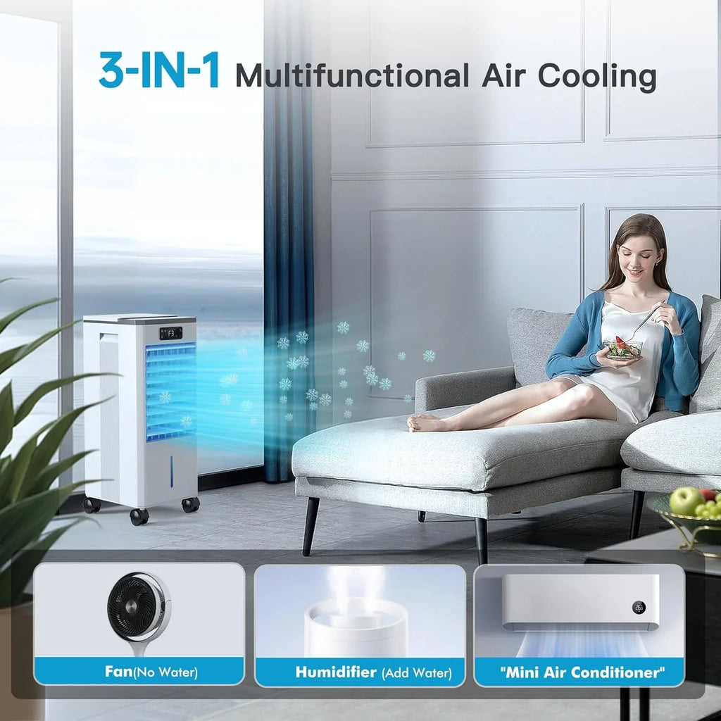 Climatiseur portatif sans fenêtre, refroidisseur d'air par évaporation, minuterie d'arrêt automatique intelligente de 12 heures